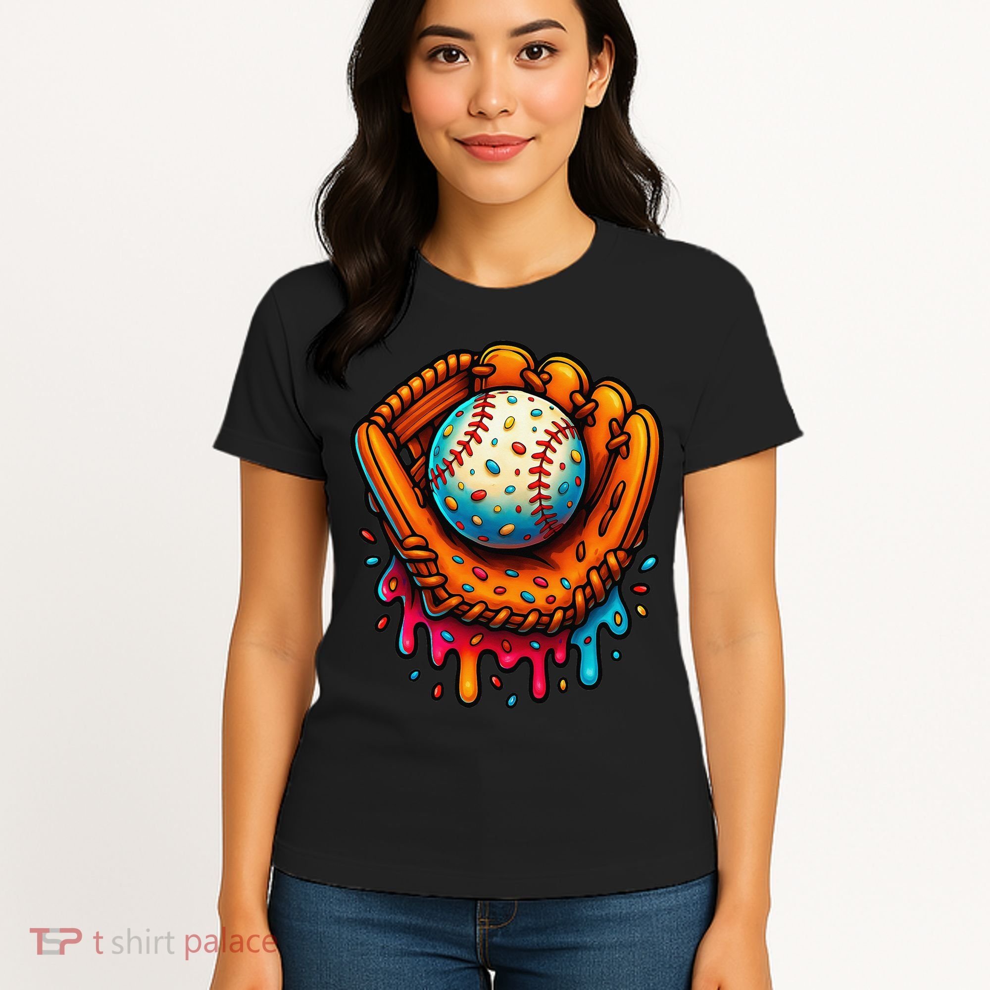 Ice Cream Dripping Candy Sprinkles Baseball Stuff Women's T-Shirt