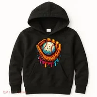 Ice Cream Dripping Candy Sprinkles Baseball Stuff Kids Hoodie thumb 0