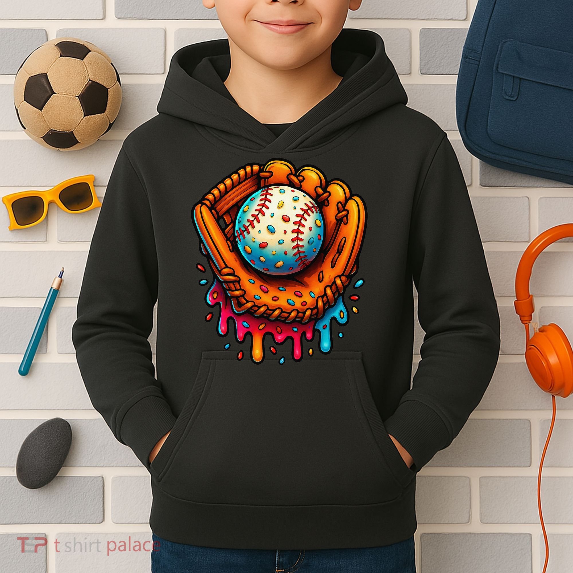 Ice Cream Dripping Candy Sprinkles Baseball Stuff Kids Hoodie