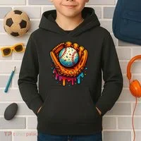 Ice Cream Dripping Candy Sprinkles Baseball Stuff Kids Hoodie thumb 2