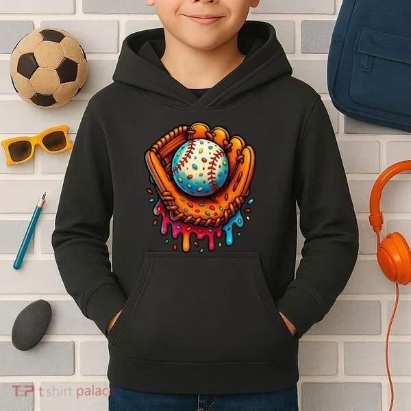Ice Cream Dripping Candy Sprinkles Baseball Stuff Kids Hoodie