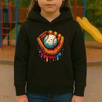 Ice Cream Dripping Candy Sprinkles Baseball Stuff Kids Hoodie thumb 3