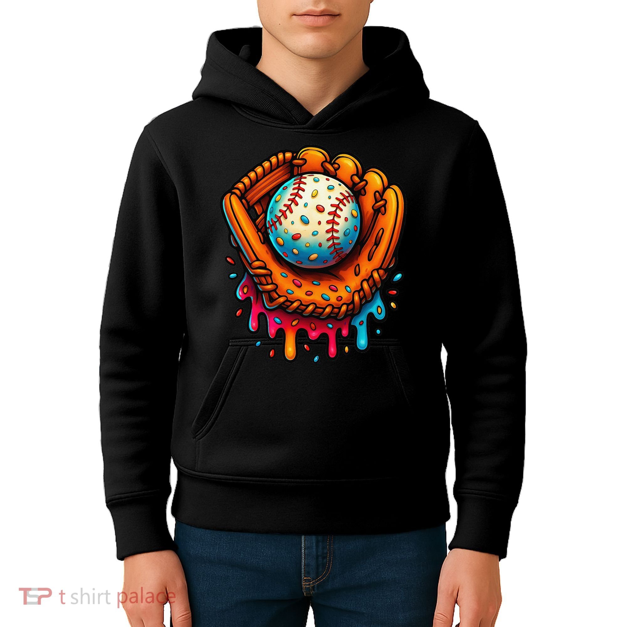 Ice Cream Dripping Candy Sprinkles Baseball Stuff Kids Hoodie