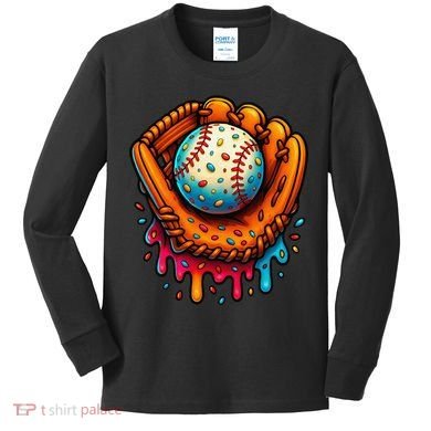 Ice Cream Dripping Candy Sprinkles Baseball Stuff Kids Long Sleeve Shirt