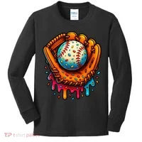 Ice Cream Dripping Candy Sprinkles Baseball Stuff Kids Long Sleeve Shirt thumb 0