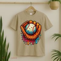 Ice Cream Dripping Candy Sprinkles Baseball Stuff T-Shirt thumb 2