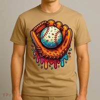 Ice Cream Dripping Candy Sprinkles Baseball Stuff T-Shirt thumb 3