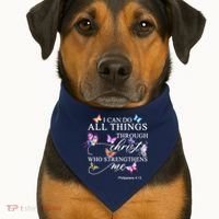 I Can Do All Things Through Christ Butterfly Art Religious TShirt USA-Made Doggie Bandana thumb 1