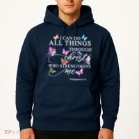 I Can Do All Things Through Christ Butterfly Art Religious TShirt Hoodie thumb 2