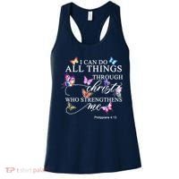 I Can Do All Things Through Christ Butterfly Art Religious TShirt Women's Tank Top thumb 0