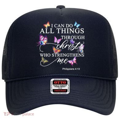 I Can Do All Things Through Christ Butterfly Art Religious TShirt Hat