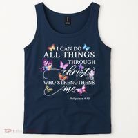 I Can Do All Things Through Christ Butterfly Art Religious TShirt Tank Top thumb 2
