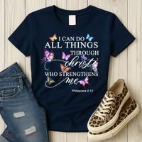 I Can Do All Things Through Christ Butterfly Art Religious TShirt Women's T-Shirt thumb 3