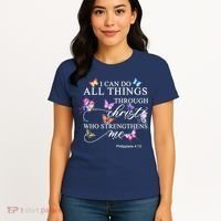 I Can Do All Things Through Christ Butterfly Art Religious TShirt Women's T-Shirt thumb 4
