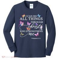 I Can Do All Things Through Christ Butterfly Art Religious TShirt Kids Long Sleeve Shirt thumb 0