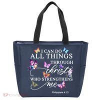I Can Do All Things Through Christ Butterfly Art Religious TShirt Tote Bag thumb 0