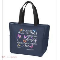 I Can Do All Things Through Christ Butterfly Art Religious TShirt Tote Bag thumb 3