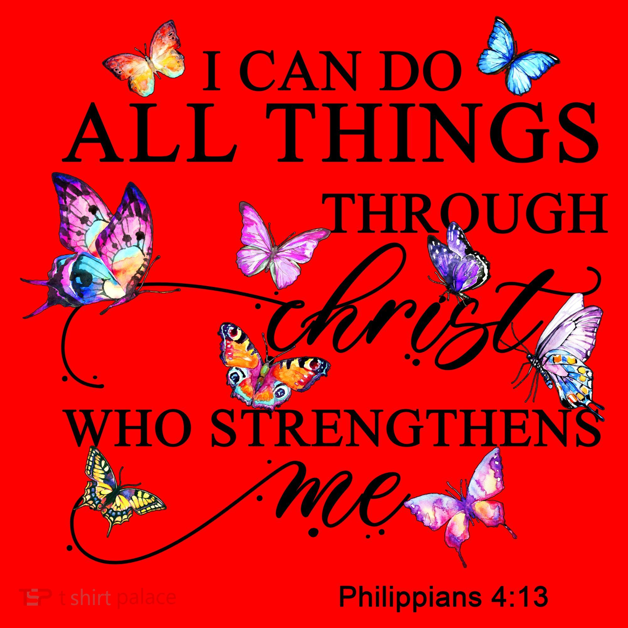 I Can Do All Things Through Christ Butterfly Art Religious TShirt Santa Hat