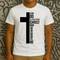 I Can Do All Things Through Christ Who Strengthens Me Cross T-Shirt thumb 3