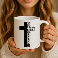 I Can Do All Things Through Christ Who Strengthens Me Cross Coffee Mug thumb 3