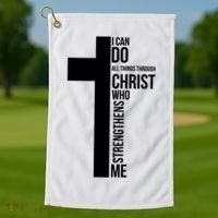 I Can Do All Things Through Christ Who Strengthens Me Cross Golf Towel thumb 1