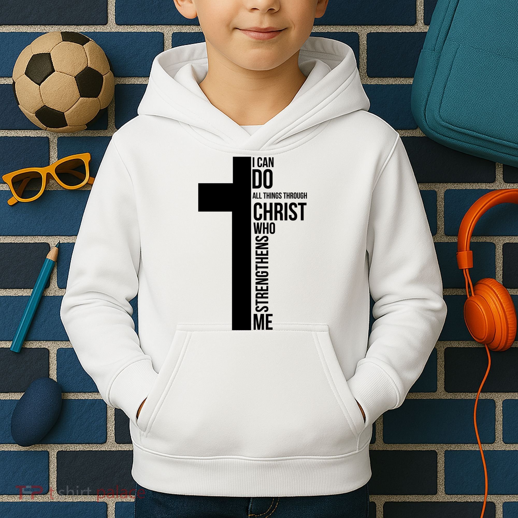 I Can Do All Things Through Christ Who Strengthens Me Cross Kids Hoodie