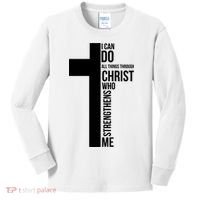 I Can Do All Things Through Christ Who Strengthens Me Cross Kids Long Sleeve Shirt thumb 0