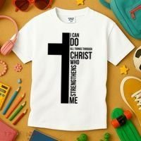 I Can Do All Things Through Christ Who Strengthens Me Cross Kids T-Shirt thumb 3