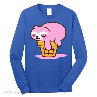 Ice Cream Sloth Cute Long Sleeve Shirt