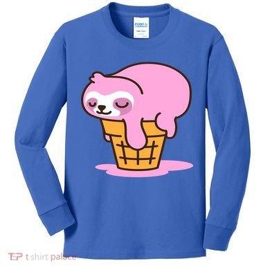 Ice Cream Sloth Cute Kids Long Sleeve Shirt