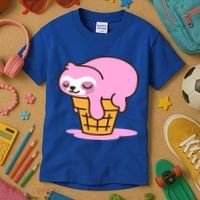 Ice Cream Sloth Cute Kids T-Shirt thumb 3