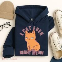 I Can't Even Right Meow Funny Smug Cat Hoodie thumb 4