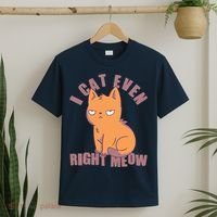 I Can't Even Right Meow Funny Smug Cat T-Shirt thumb 2