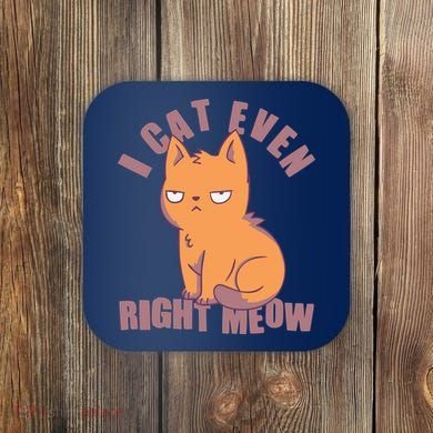 I Can't Even Right Meow Funny Smug Cat Coaster