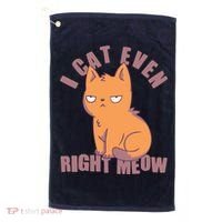 I Can't Even Right Meow Funny Smug Cat Golf Towel thumb 0