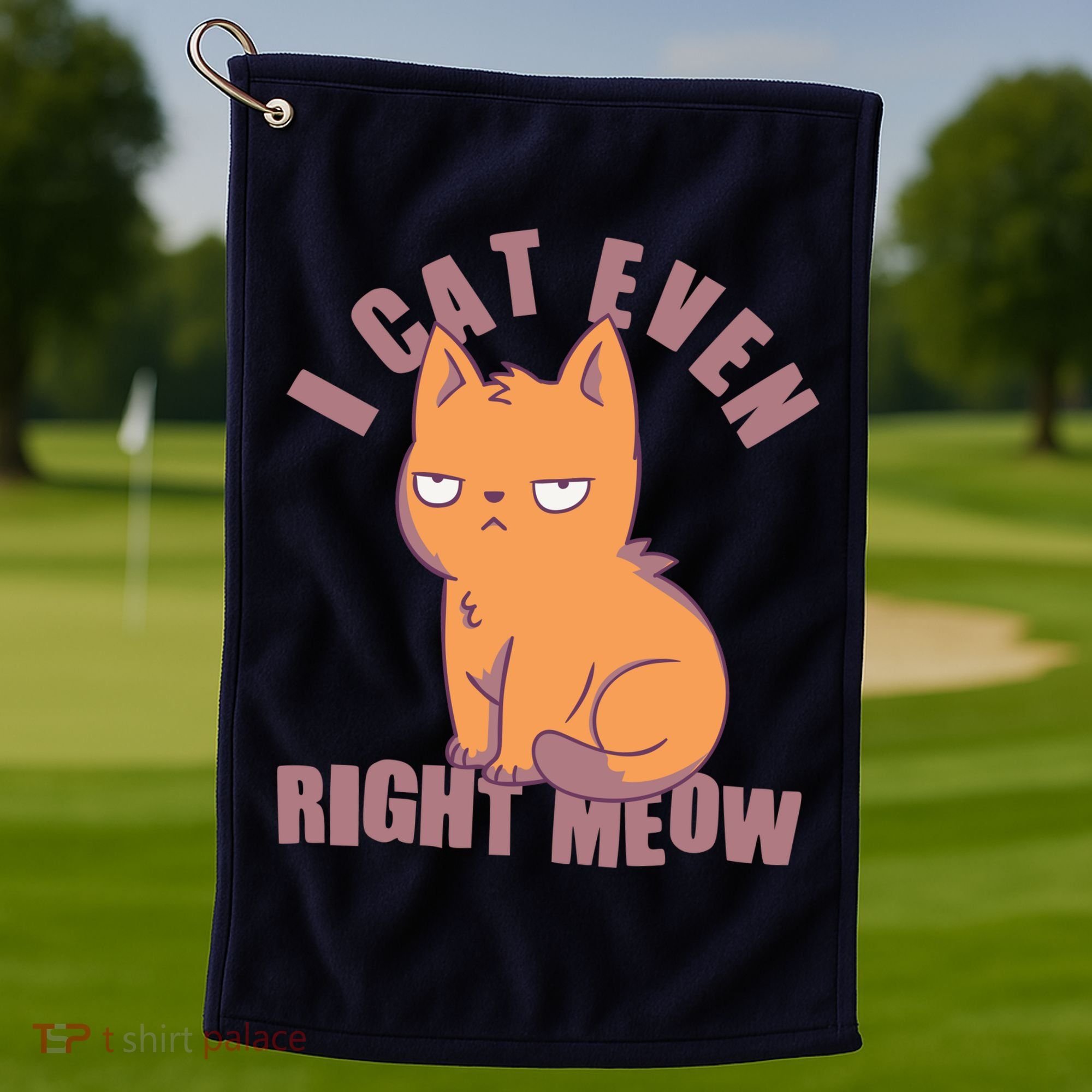 I Can't Even Right Meow Funny Smug Cat Golf Towel