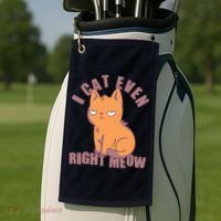 I Can't Even Right Meow Funny Smug Cat Golf Towel thumb 2
