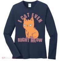I Can't Even Right Meow Funny Smug Cat Women's Long Sleeve Shirt thumb 0