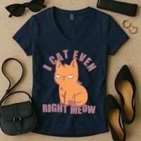 I Can't Even Right Meow Funny Smug Cat Women's V-Neck T-Shirt thumb 2