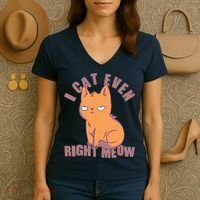 I Can't Even Right Meow Funny Smug Cat Women's V-Neck T-Shirt thumb 3