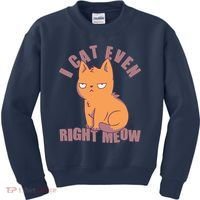 I Can't Even Right Meow Funny Smug Cat Kids Sweatshirt thumb 0