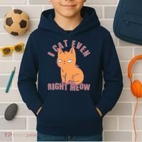 I Can't Even Right Meow Funny Smug Cat Kids Hoodie thumb 2