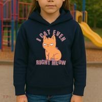 I Can't Even Right Meow Funny Smug Cat Kids Hoodie thumb 3