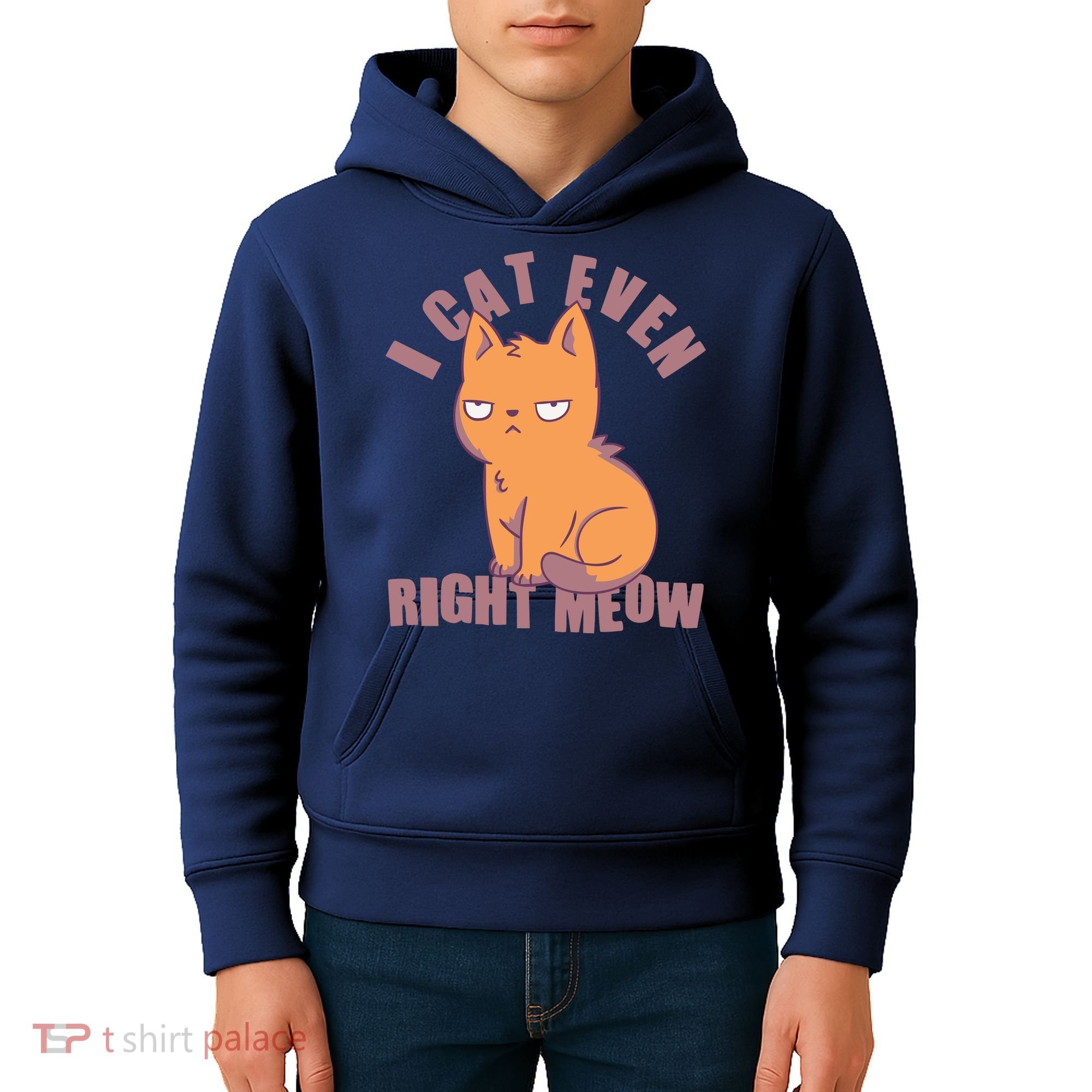 I Can't Even Right Meow Funny Smug Cat Kids Hoodie