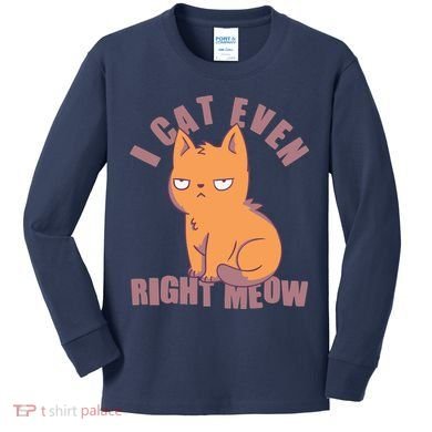 I Can't Even Right Meow Funny Smug Cat Kids Long Sleeve Shirt