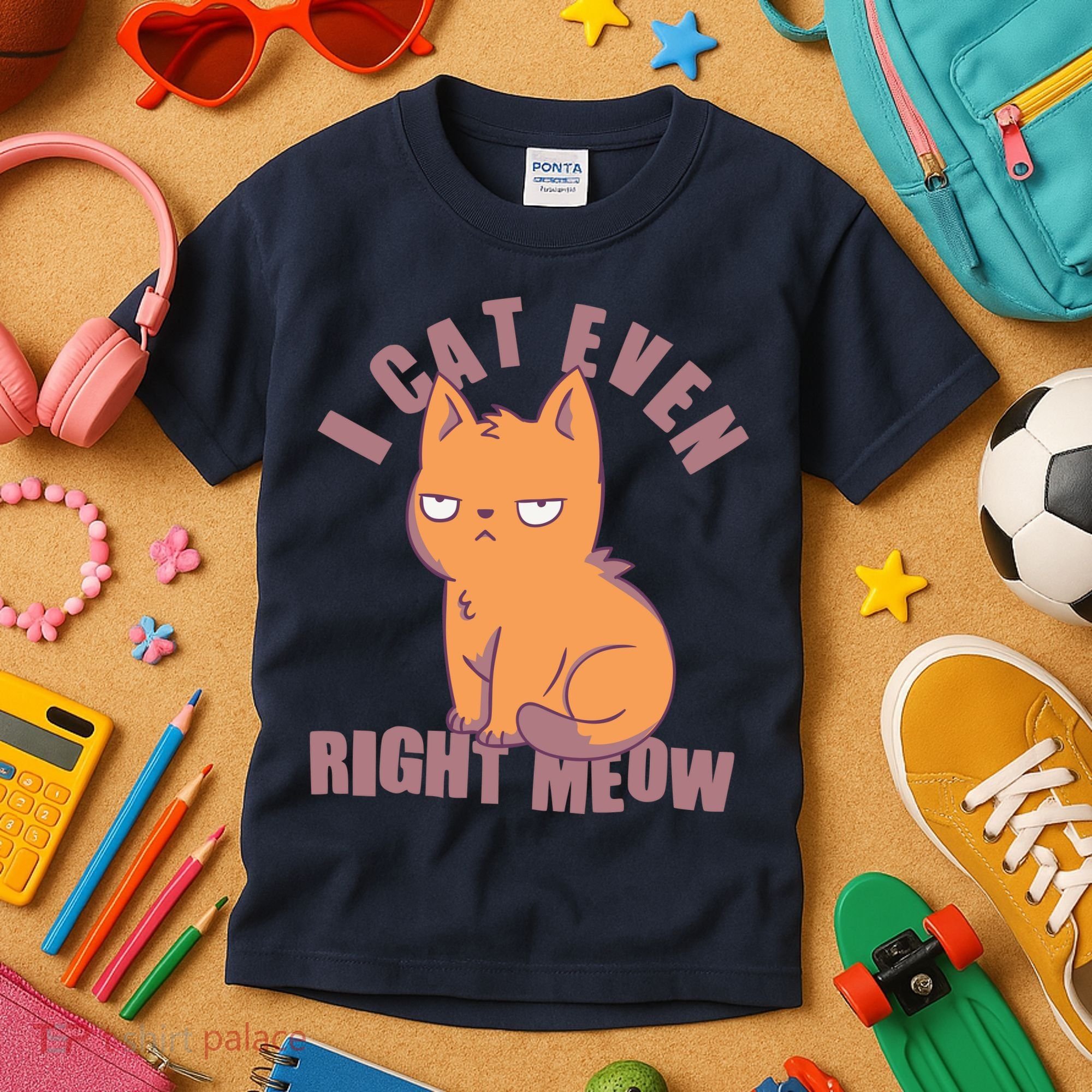 I Can't Even Right Meow Funny Smug Cat Kids T-Shirt