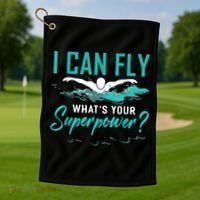 I Can Fly Whats Your Superpower Swimmer Tee Swimming Golf Towel thumb 1