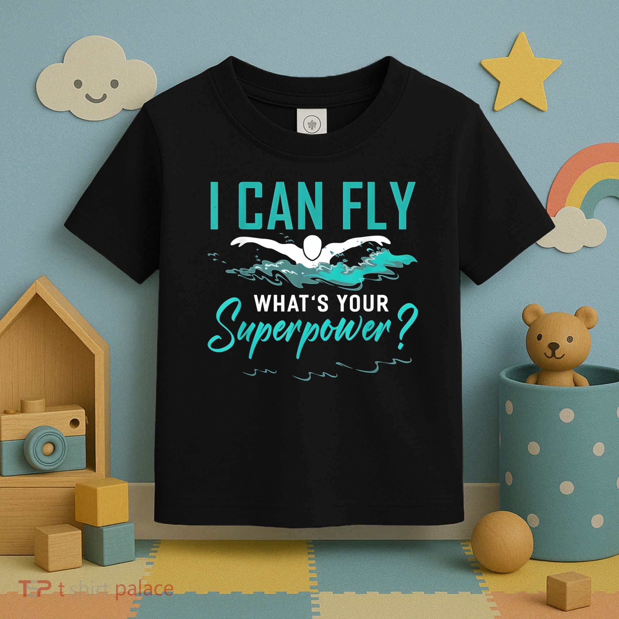 I Can Fly Whats Your Superpower Swimmer Tee Swimming Toddler T-Shirt