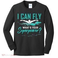 I Can Fly Whats Your Superpower Swimmer Tee Swimming Kids Long Sleeve Shirt thumb 0