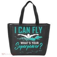 I Can Fly Whats Your Superpower Swimmer Tee Swimming Tote Bag thumb 0